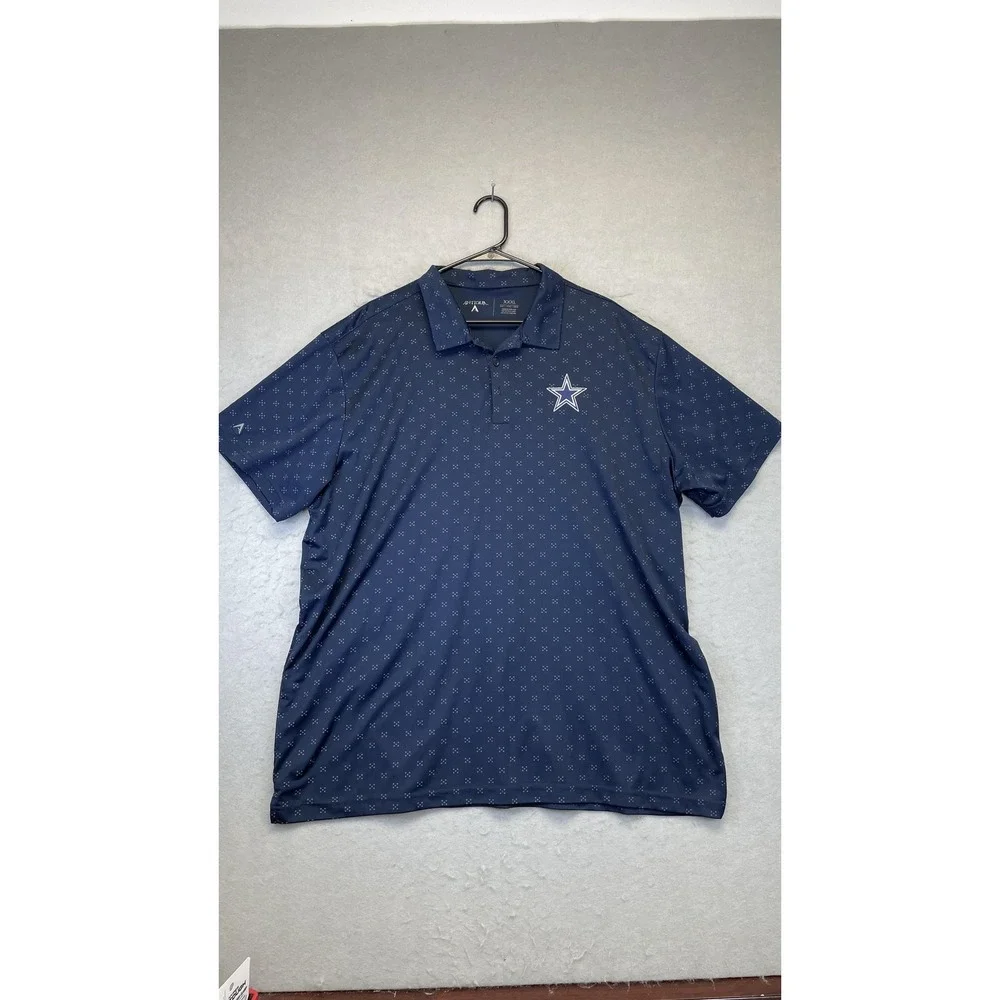 Dallas Cowboys Shirt Mens 3XL Navy Blue NFL Football Polo Short Sleeve Patterned